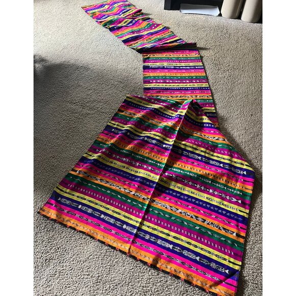 Vintage 1971 Bright Ethnic Guatemalan Fabric Handmade Ikat Fabric from Guatemala - Picture 5 of 5